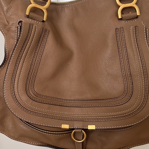 Chloe Marcie Medium Zip Leather Satchel Bag in Brown - Picture 3 of 12
